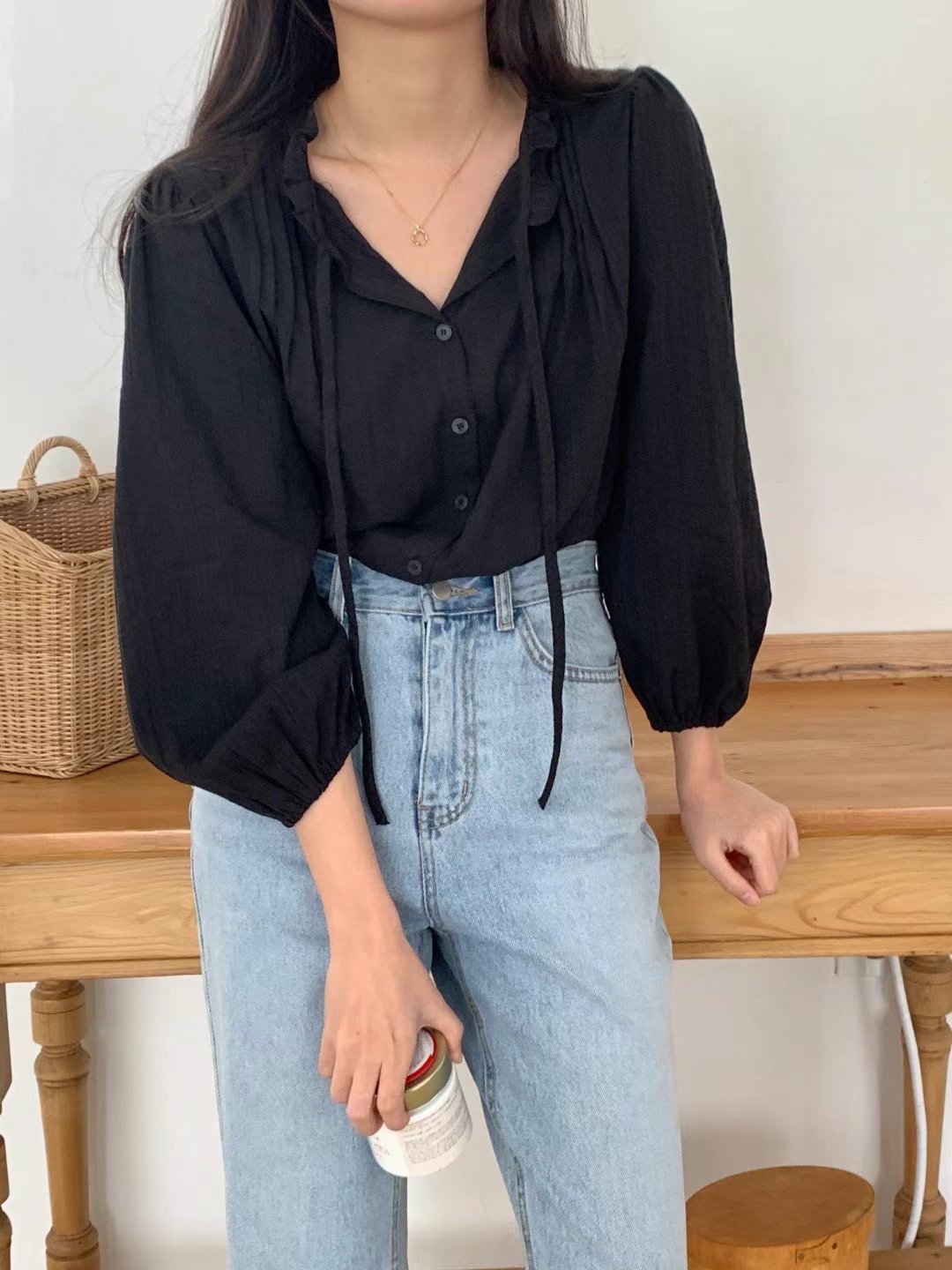 O SENSE-오센스-T韓國直郵東大門代購女裝新品熱賣襯衫蕾絲衫LE VAIR襯衫/蕾絲衫圖色1