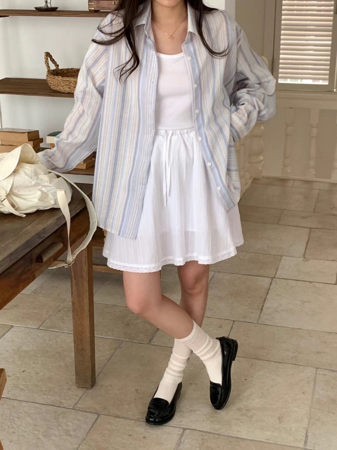 O SENSE-오센스-T韓國直郵東大門代購女裝新款24春夏襯衫蕾絲衫LE VAIR襯衫/蕾絲衫圖色2