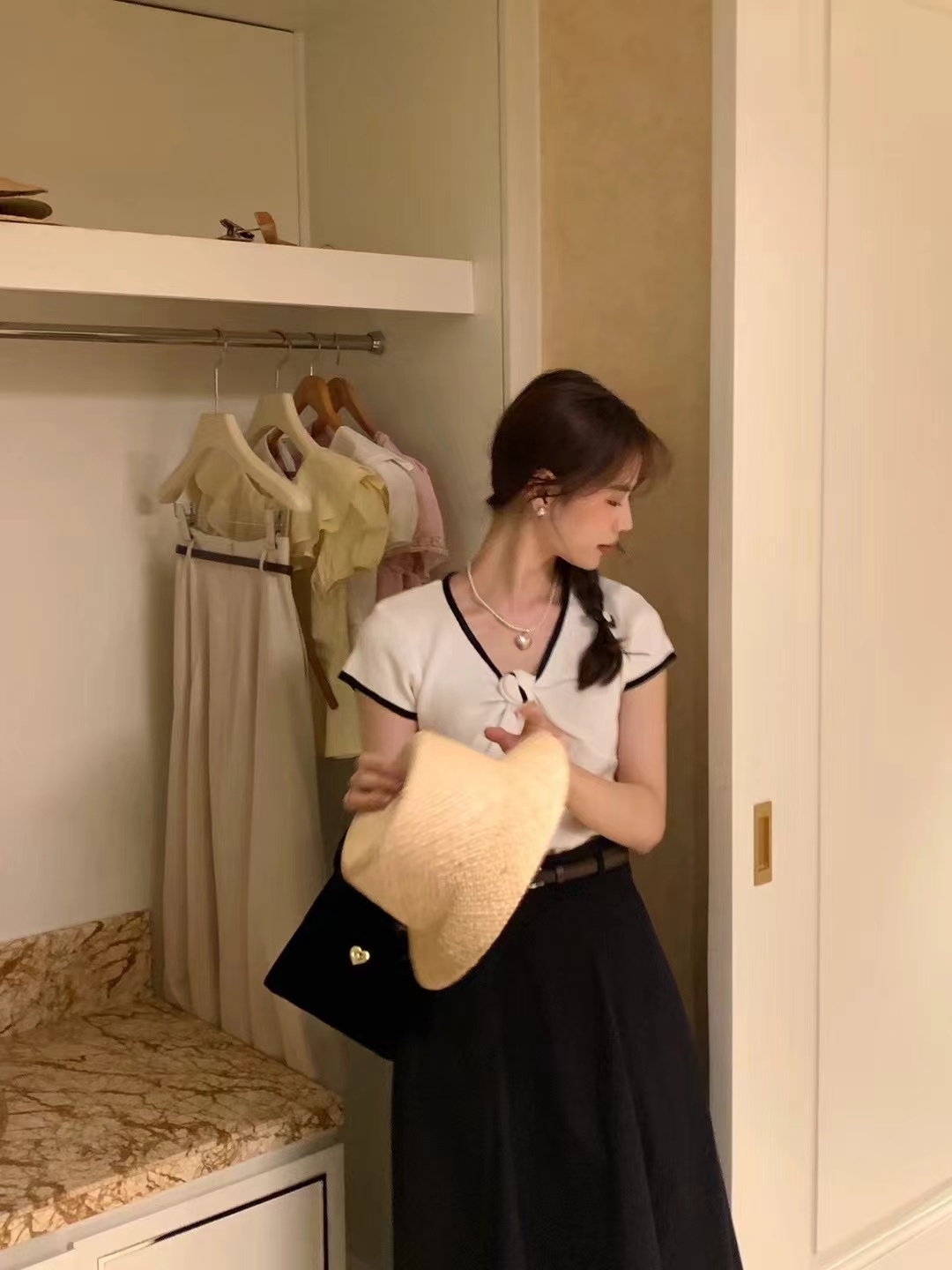 ANGE韓國直郵東大門代購女裝新品時尚熱賣人氣24春夏針織衫POESIE針織衫