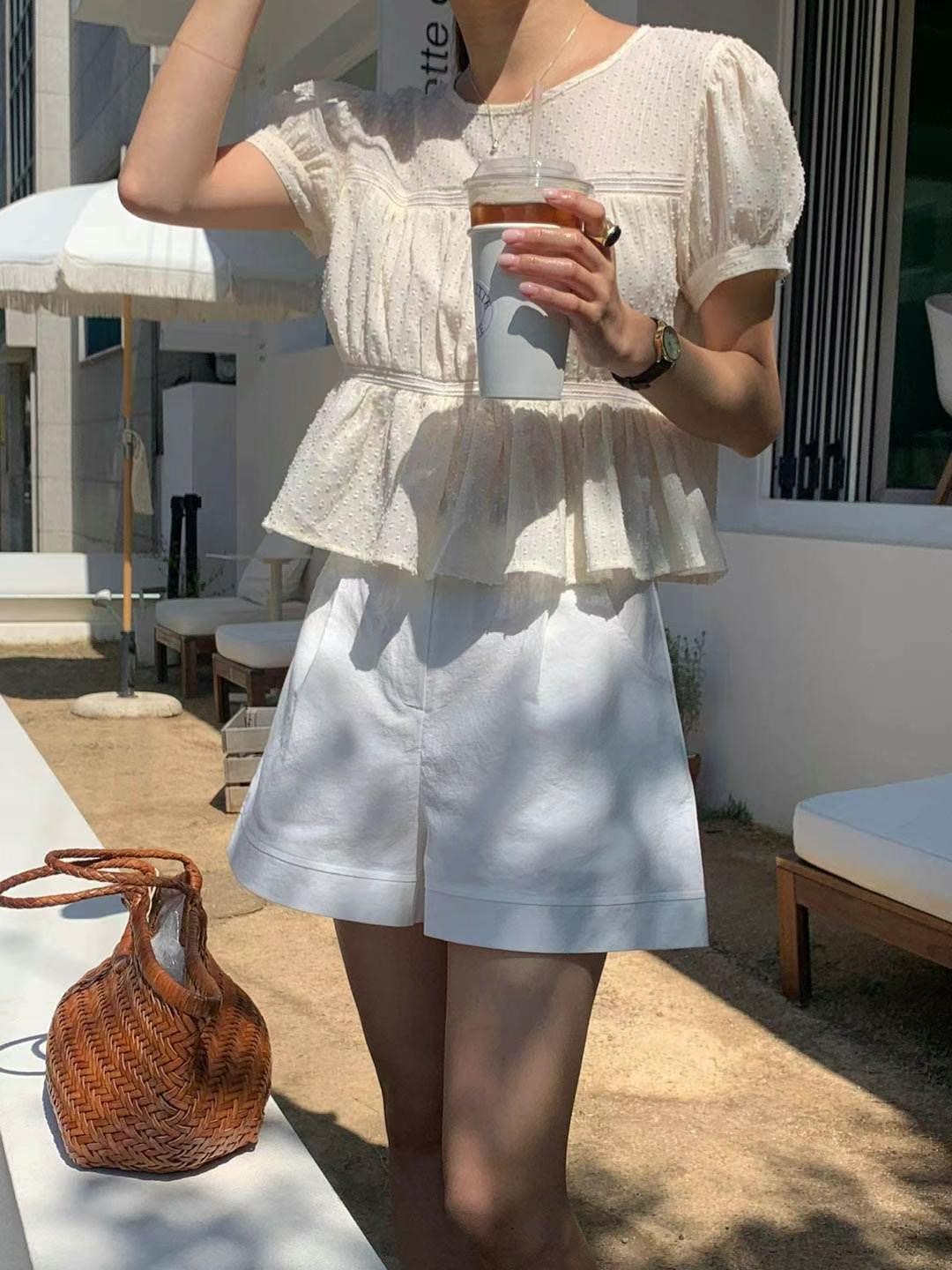 AREING韓國直郵東大門實拍女士新款時尚熱賣24春夏人氣短褲AREING短褲