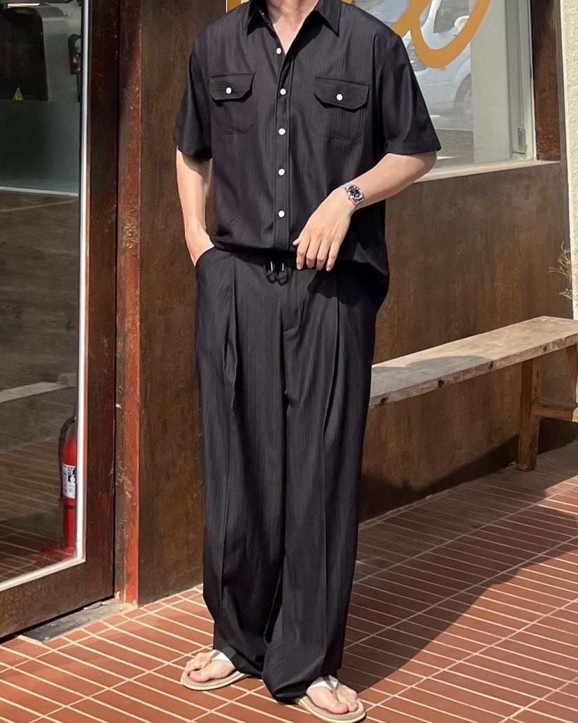 ROA-男裝韓國直郵東大門實拍女裝新款推薦襯衫蕾絲衫人字紋天絲ROA襯衫/蕾絲衫