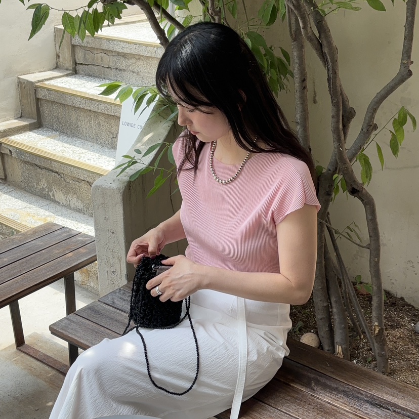 Sendtwo韓國直郵東大門代購女裝新款人氣推薦真品24春夏T恤褶皺SENDTWOT恤