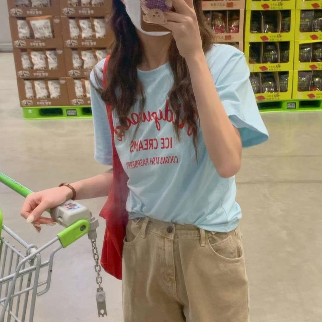 UNKNOWN韓國直郵東大門實拍女裝新品人氣時尚推薦休閑熱賣T恤ARHEET恤圖色2