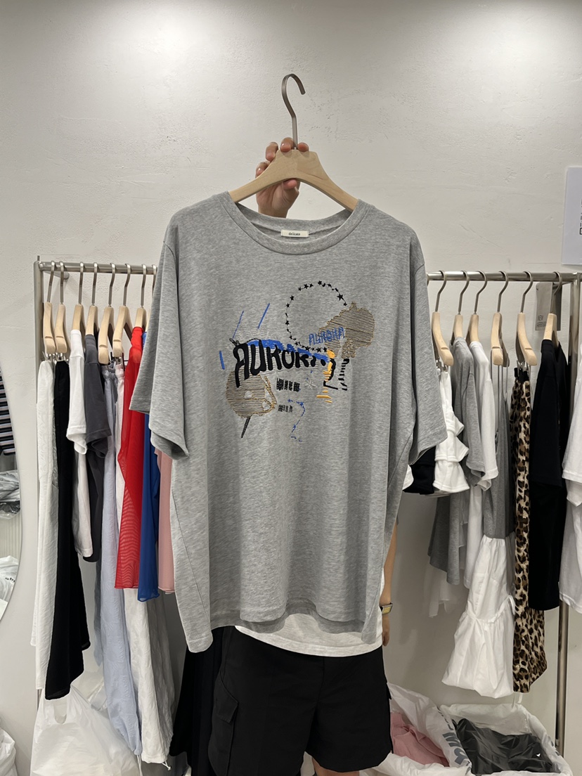 Delicate韓國直郵東大門代購女裝新品人氣推薦真品休閑24春夏T恤DELICATET恤圖色2