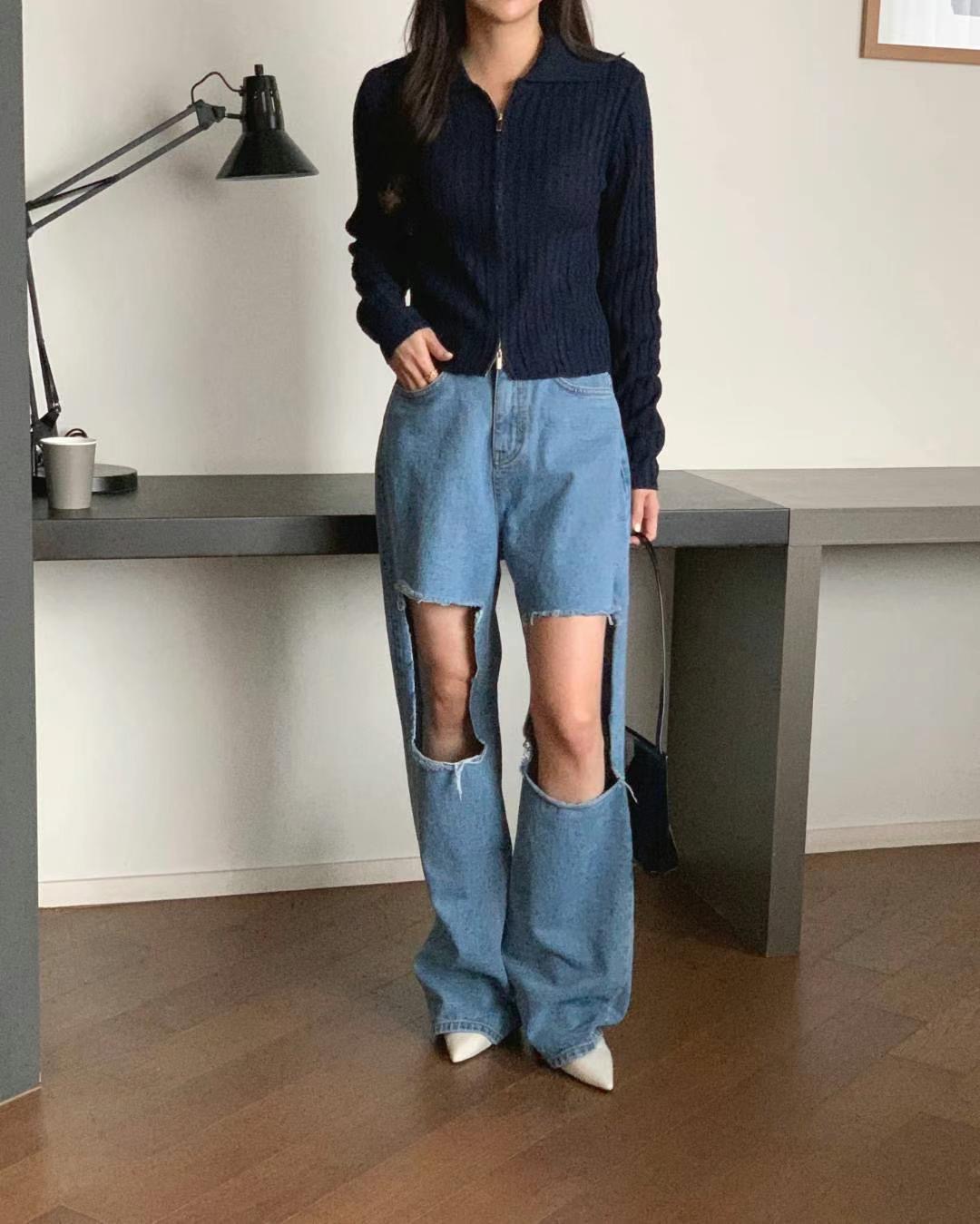 INDIGO-OT直郵韓國代購女裝新款真品職業休閑推薦24春夏牛仔褲INDIGO牛仔褲