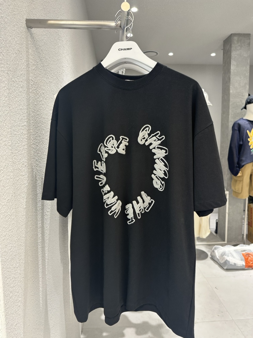 LOAFER直郵韓國代購女裝新款推薦人氣熱賣職業時尚24春夏T恤刺繡CHAMPT恤圖色3
