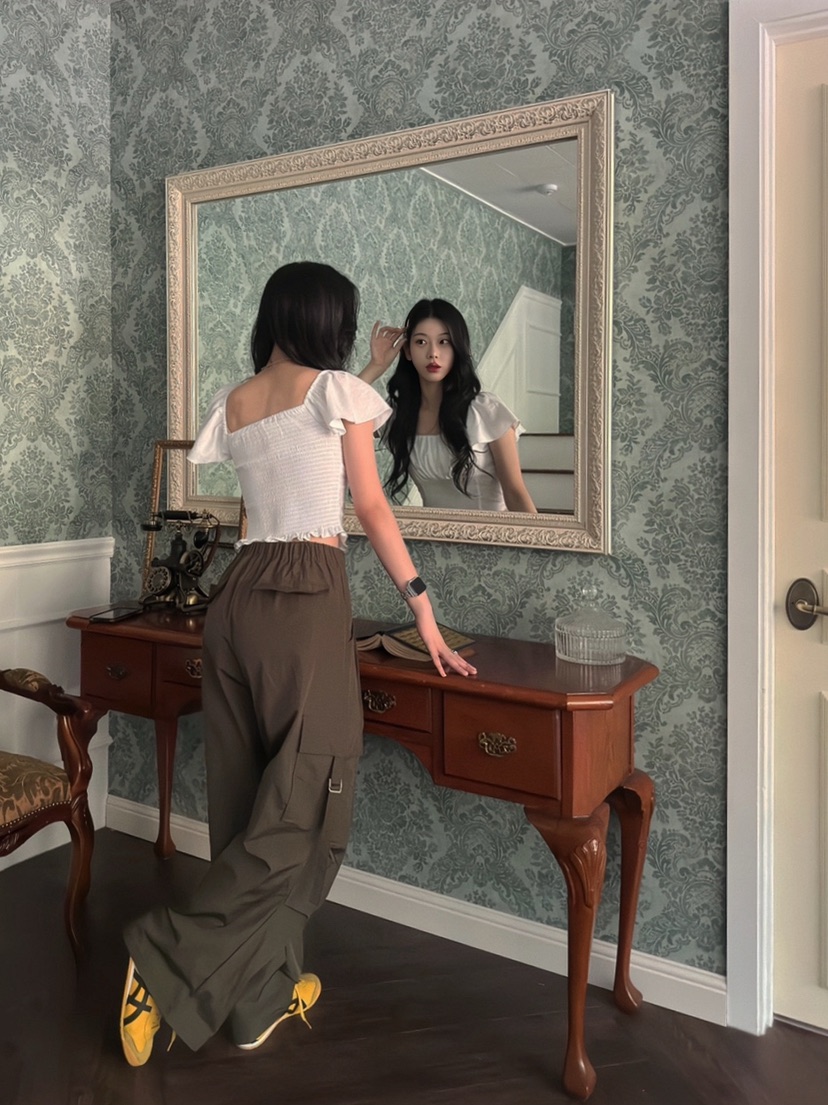 AVEC-OT韓國直郵女裝新款真品職業推薦24春夏襯衫蕾絲衫EIGHTGLOW襯衫/蕾絲衫