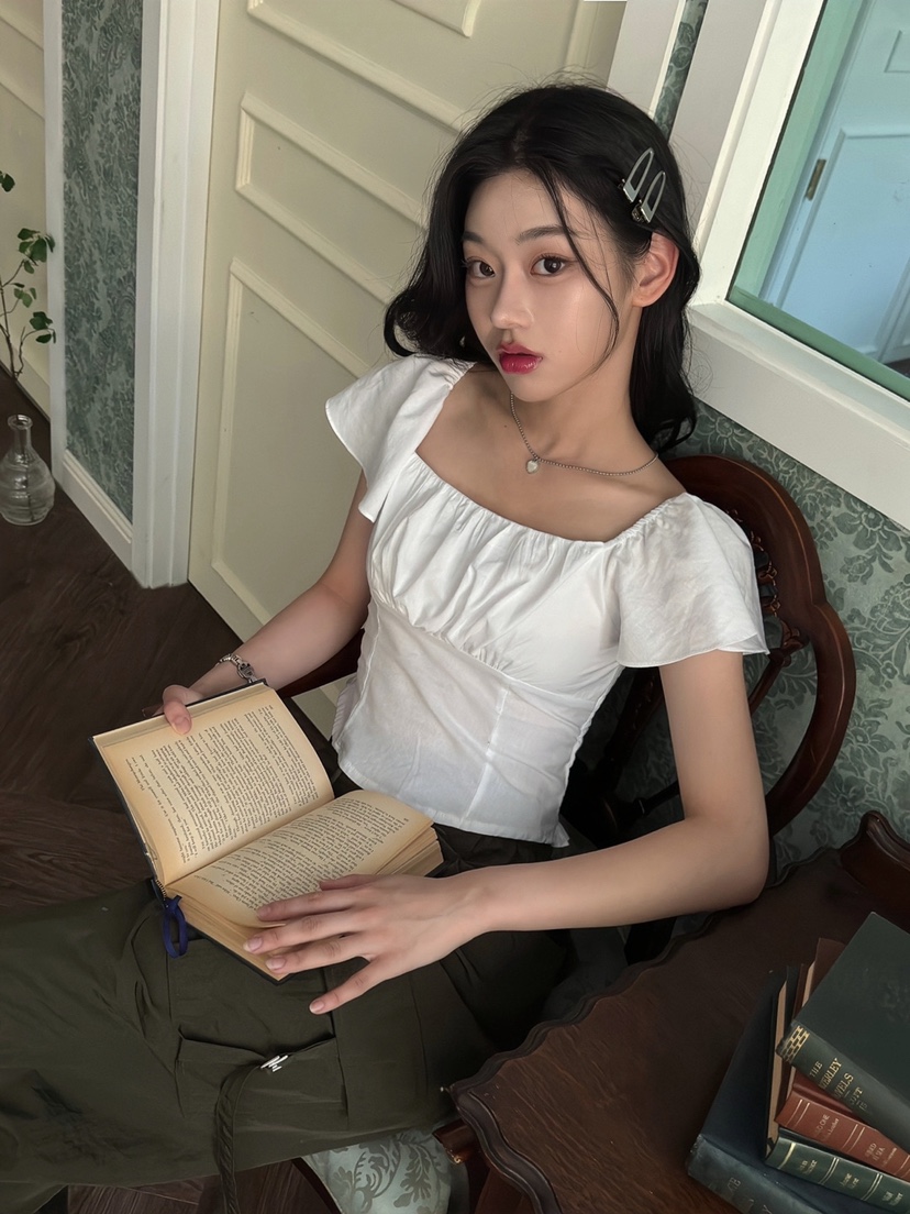 AVEC-OT韓國直郵女裝新款真品職業推薦24春夏襯衫蕾絲衫EIGHTGLOW襯衫/蕾絲衫