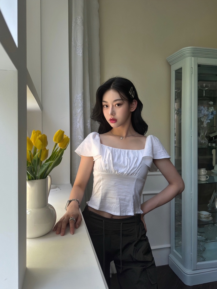 AVEC-OT韓國直郵女裝新款真品職業推薦24春夏襯衫蕾絲衫EIGHTGLOW襯衫/蕾絲衫