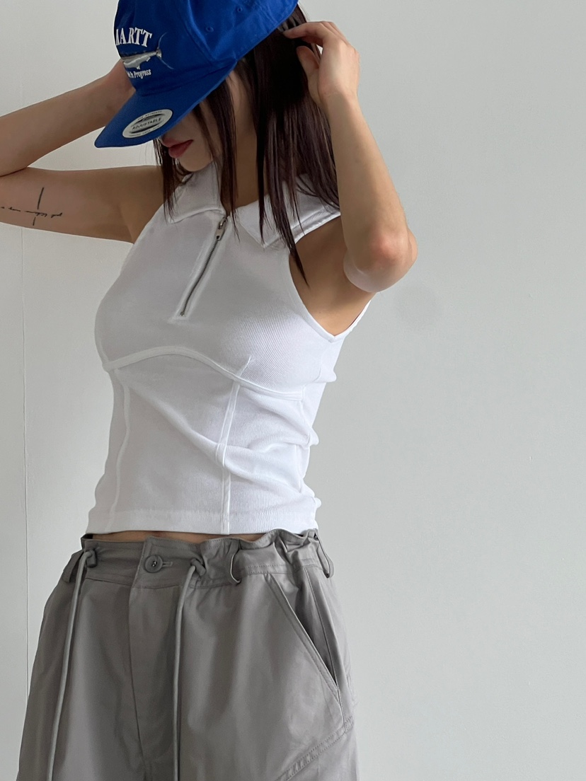 ANOTHER AVENUE韓國直郵女士新品推薦熱賣24秋夏吊帶背心拉鏈ANOTHER AVENUE吊帶/背心