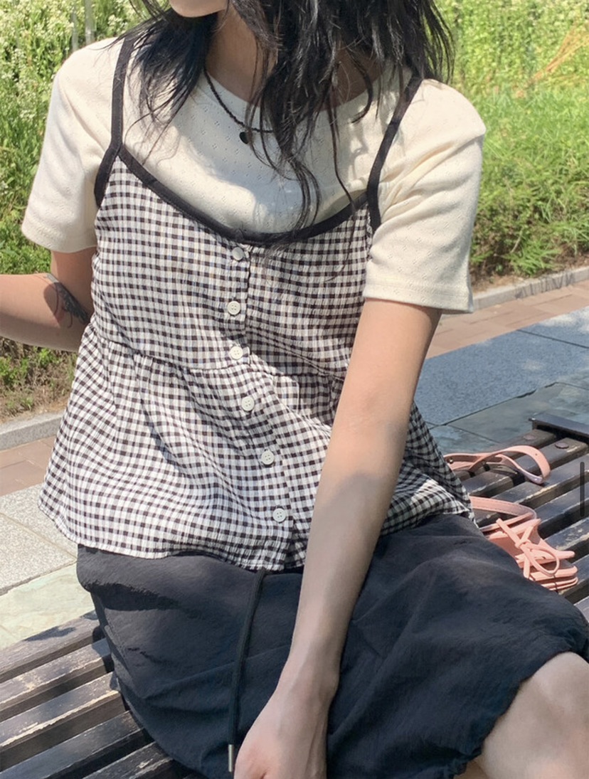 EOMPIT韓國直郵東大門實拍女士新品人氣24秋夏休閑吊帶背心EOMPIT吊帶/背心