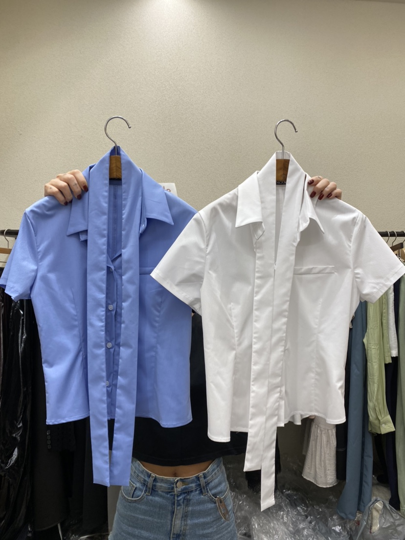 REMOOD直郵韓國代購女裝新款熱賣休閑人氣真品襯衫蕾絲衫口袋FRENCH DOOR襯衫/蕾絲衫