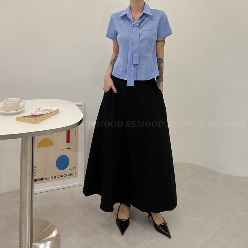REMOOD直郵韓國代購女裝新款熱賣休閑人氣真品襯衫蕾絲衫口袋FRENCH DOOR襯衫/蕾絲衫
