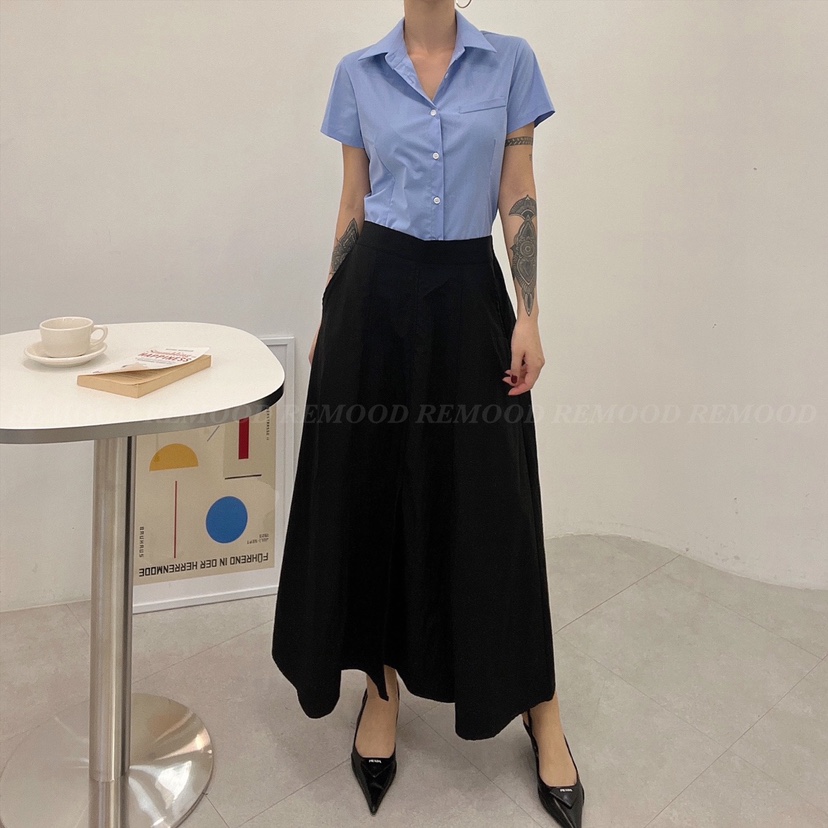 REMOOD直郵韓國代購女裝新款熱賣休閑人氣真品襯衫蕾絲衫口袋FRENCH DOOR襯衫/蕾絲衫