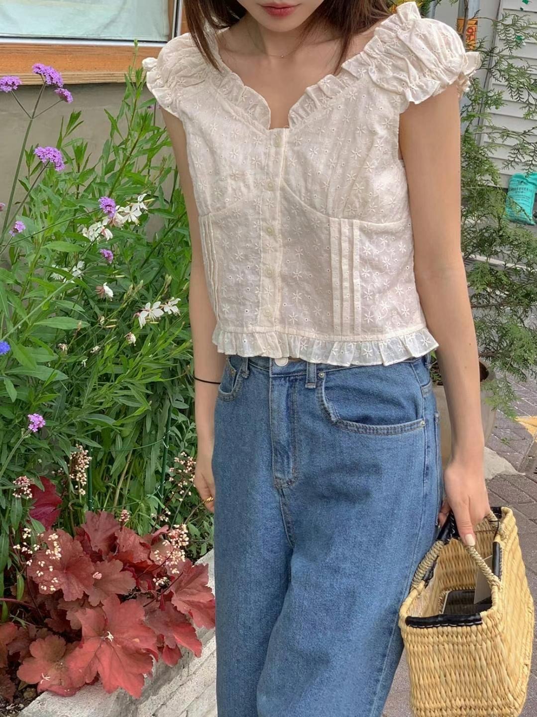 GLOWY直郵韓國代購女裝新款時尚推薦人氣休閑真品襯衫蕾絲衫GLOWY襯衫/蕾絲衫