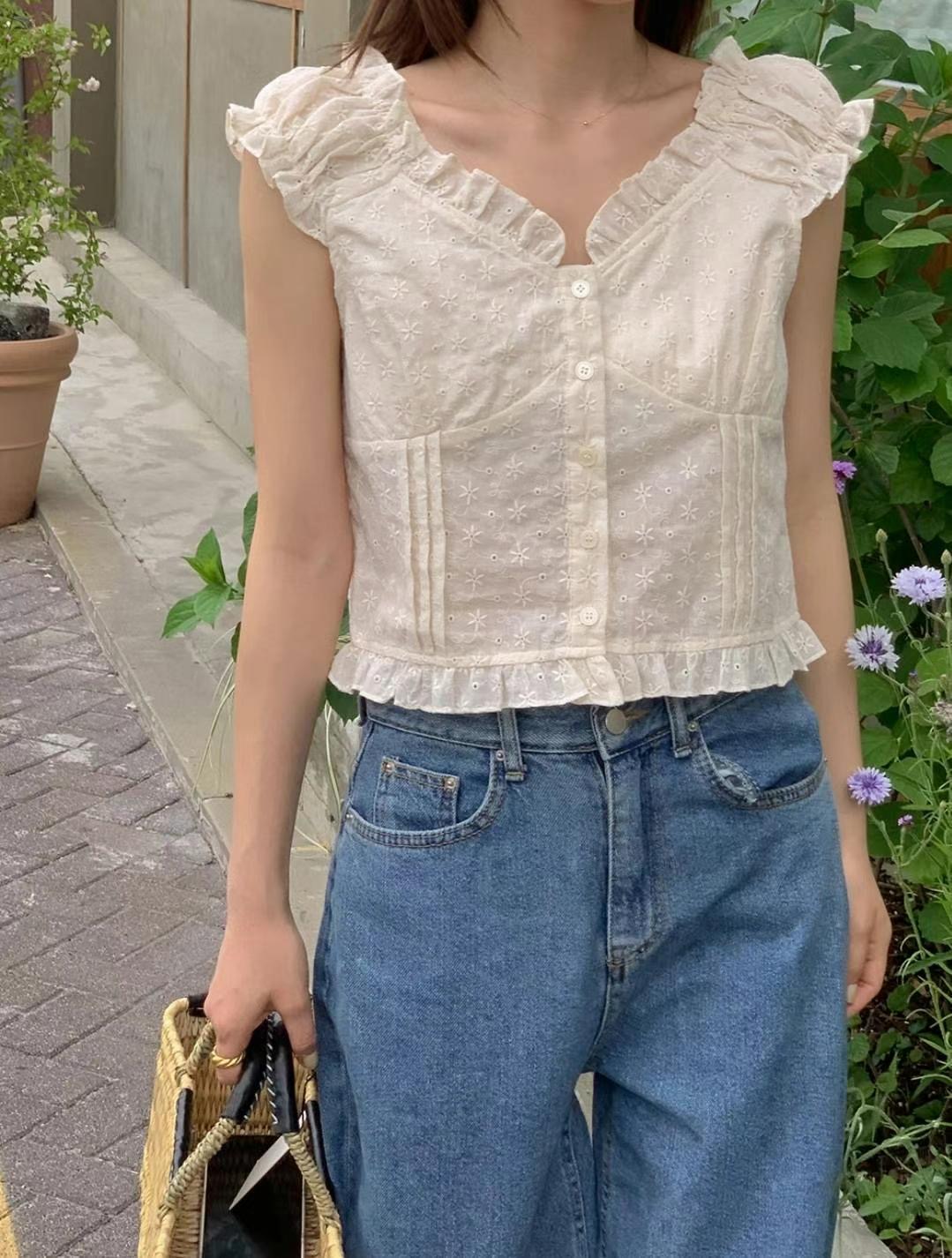GLOWY直郵韓國代購女裝新款時尚推薦人氣休閑真品襯衫蕾絲衫GLOWY襯衫/蕾絲衫圖色2