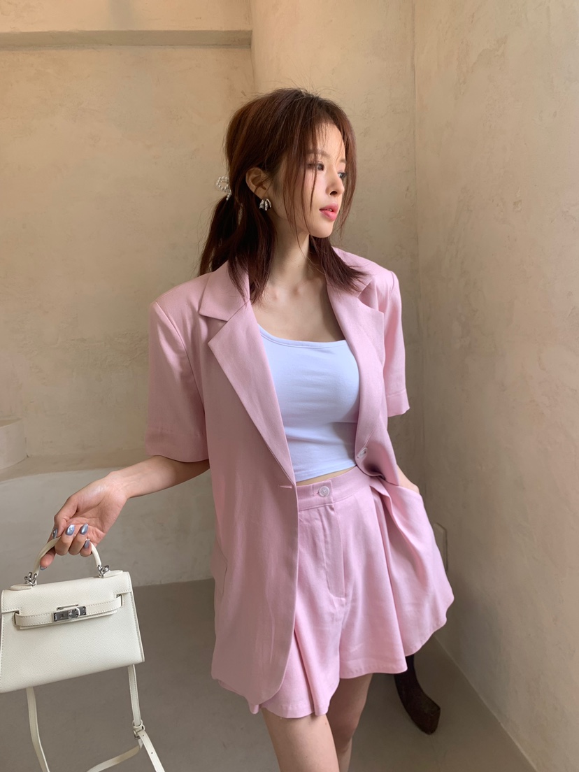 BANI BLUBH韓國直郵女裝新品時尚真品人氣休閑24春夏套裝亞麻BANI BLUSH套裝