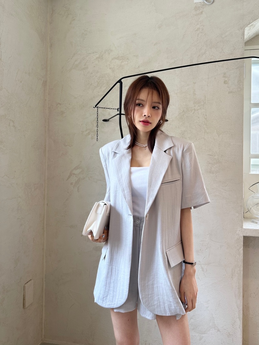 BANI BLUBH韓國直郵女裝新品時尚真品人氣休閑24春夏套裝亞麻BANI BLUSH套裝