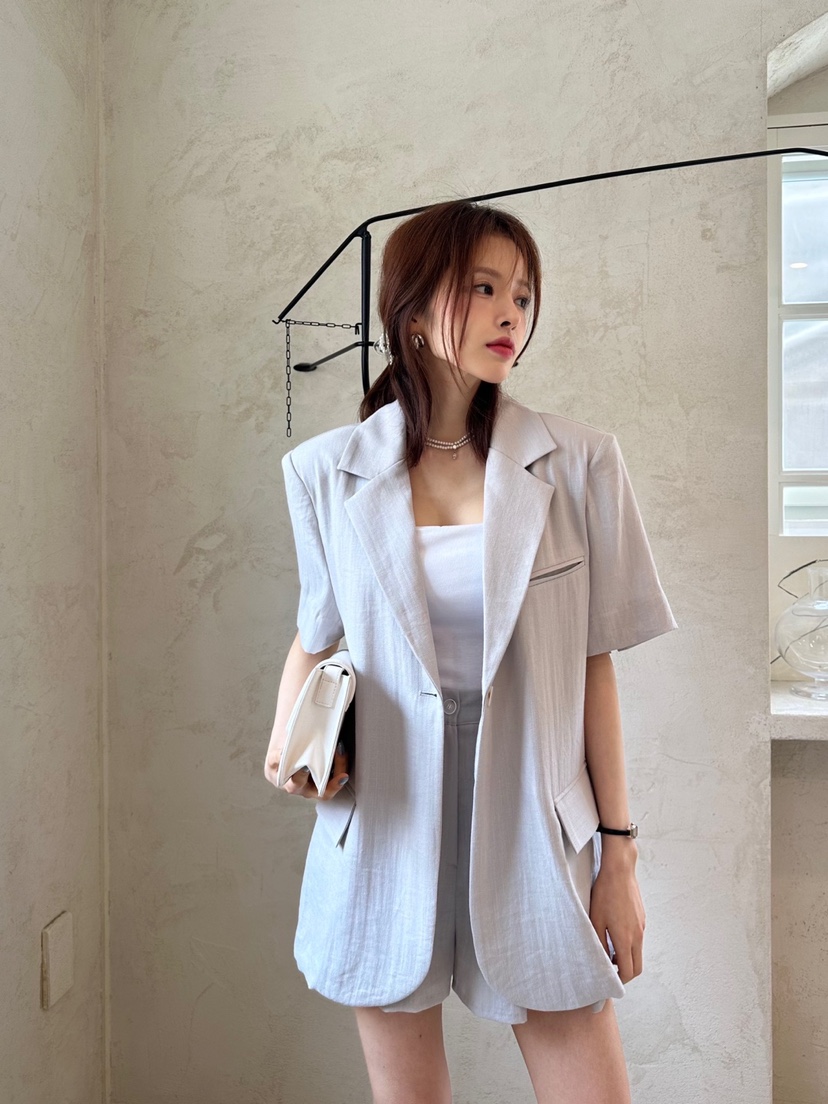 BANI BLUBH韓國直郵女裝新品時尚真品人氣休閑24春夏套裝亞麻BANI BLUSH套裝