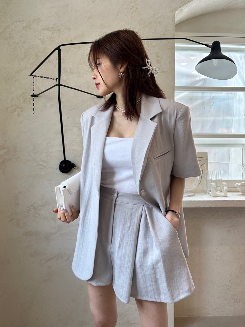 BANI BLUBH韓國直郵女裝新品時尚真品人氣休閑24春夏套裝亞麻BANI BLUSH套裝
