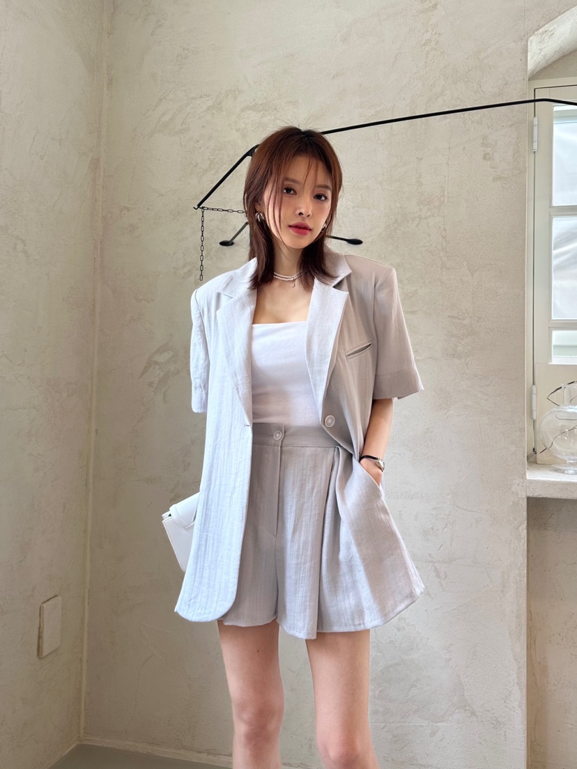 BANI BLUBH韓國直郵女裝新品時尚真品人氣休閑24春夏套裝亞麻BANI BLUSH套裝