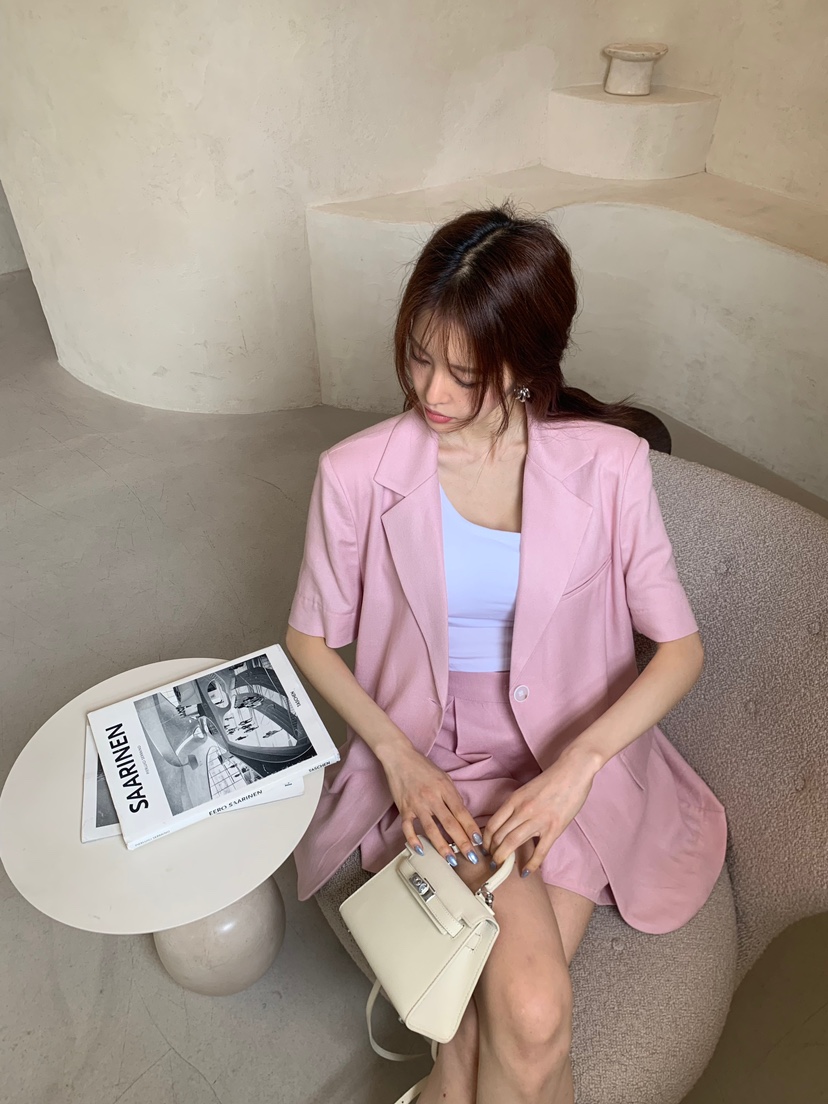 BANI BLUBH韓國直郵女裝新品時尚真品人氣休閑24春夏套裝亞麻BANI BLUSH套裝