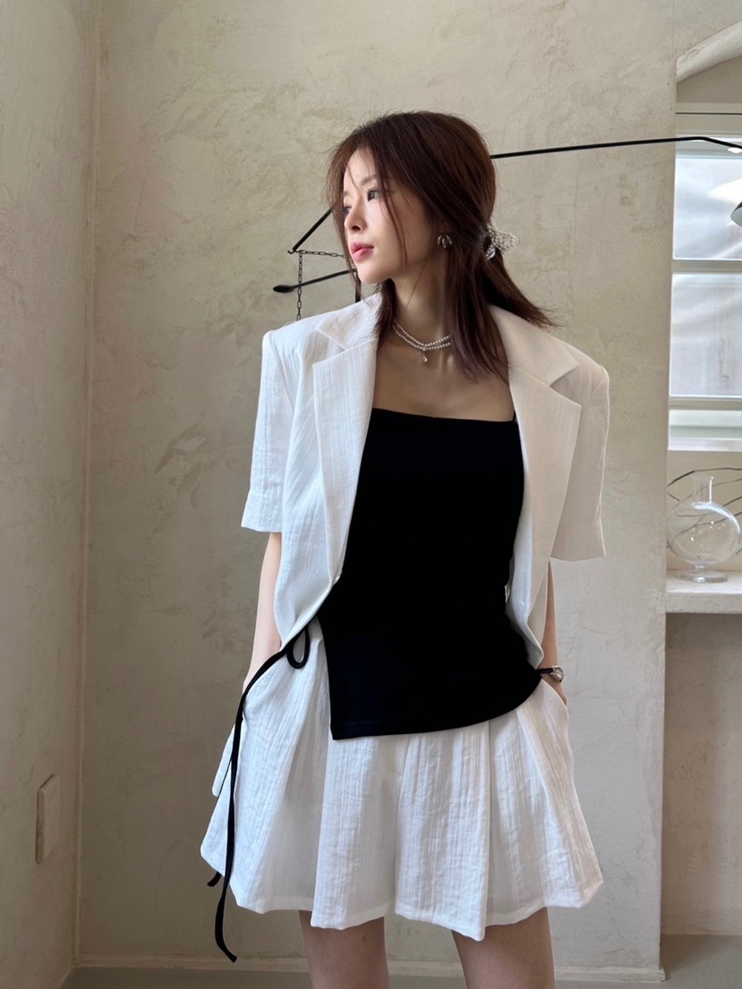 BANI BLUBH韓國直郵女裝新品時尚真品人氣休閑24春夏套裝亞麻BANI BLUSH套裝