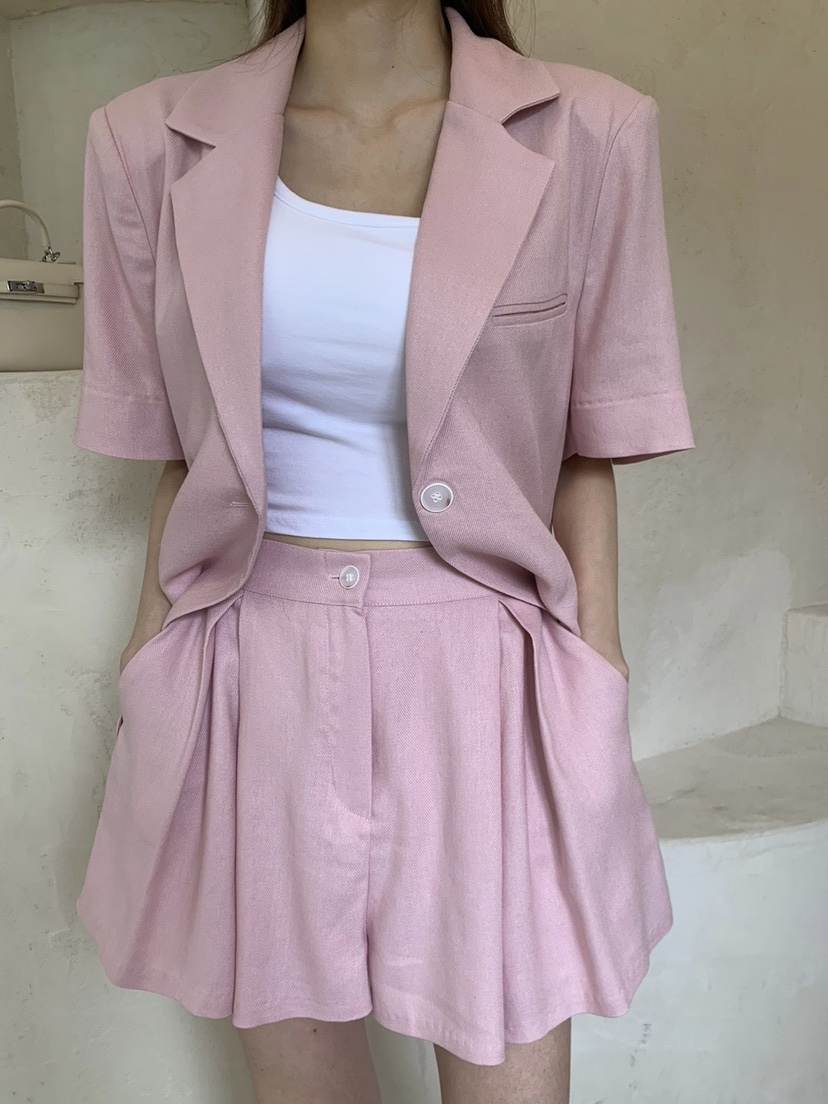BANI BLUBH韓國直郵女裝新品時尚真品人氣休閑24春夏套裝亞麻BANI BLUSH套裝