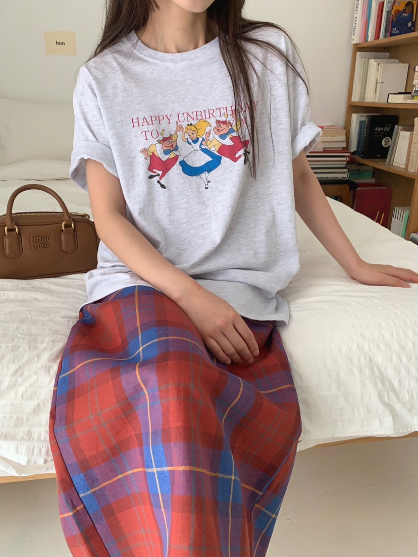 JKICHI直郵韓國代購女裝新款真品熱賣職業24春夏長裙格子亞麻EDIT長裙