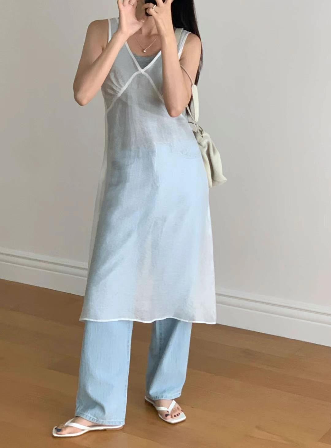 BLANK直郵韓國代購女士新品休閑真品24秋夏人氣熱賣連衣裙BUTTON 12連衣裙
