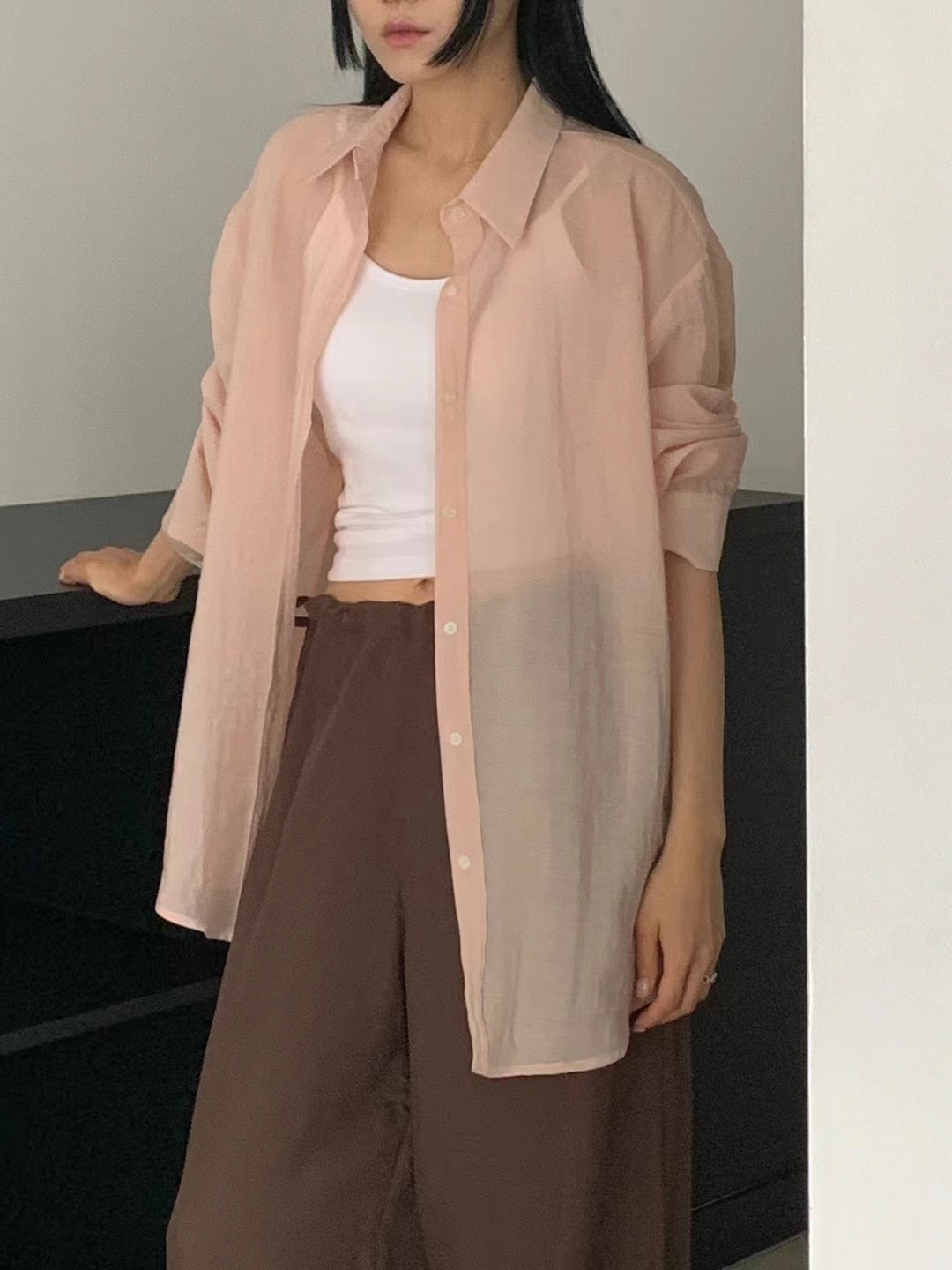 UNLESS直郵韓國代購女士新款真品休閑時尚職業24秋夏襯衫蕾絲衫UNLESS襯衫/蕾絲衫