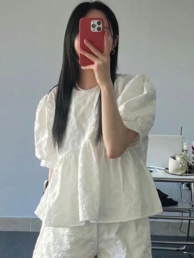BASIC FEMME-베이직팜므-OT韓國直郵東大門實拍女士新款24秋夏襯衫蕾絲衫BASIC FEMME襯衫/蕾絲衫