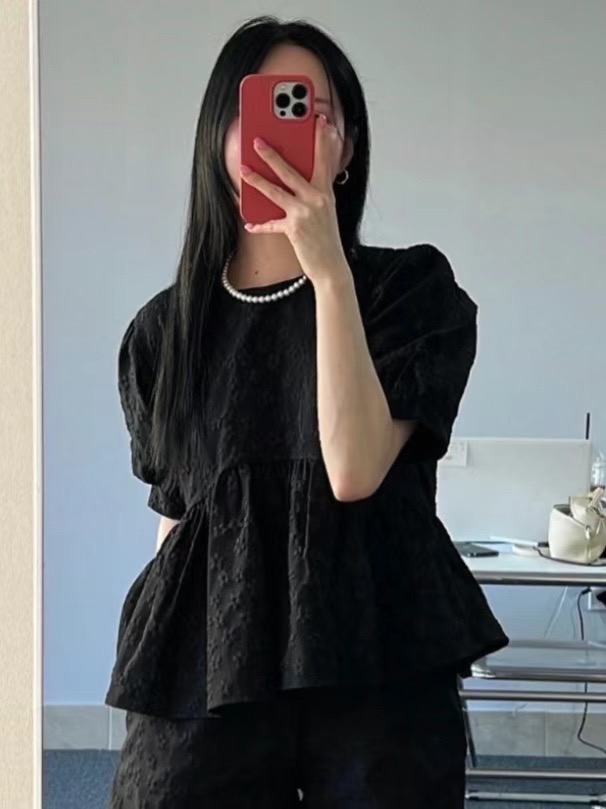 BASIC FEMME-베이직팜므-OT韓國直郵東大門實拍女士新款24秋夏襯衫蕾絲衫BASIC FEMME襯衫/蕾絲衫圖色2