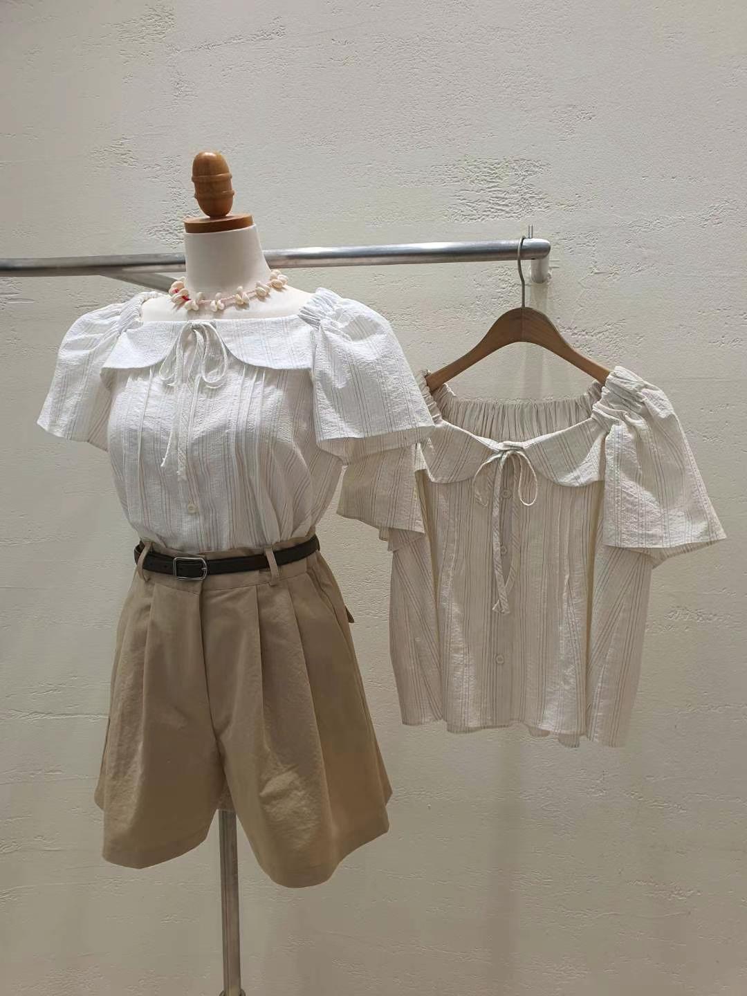 BASIC FEMME-베이직팜므-OT韓國直郵東大門代購女裝新品職業襯衫蕾絲衫BASIC FEMME襯衫/蕾絲衫