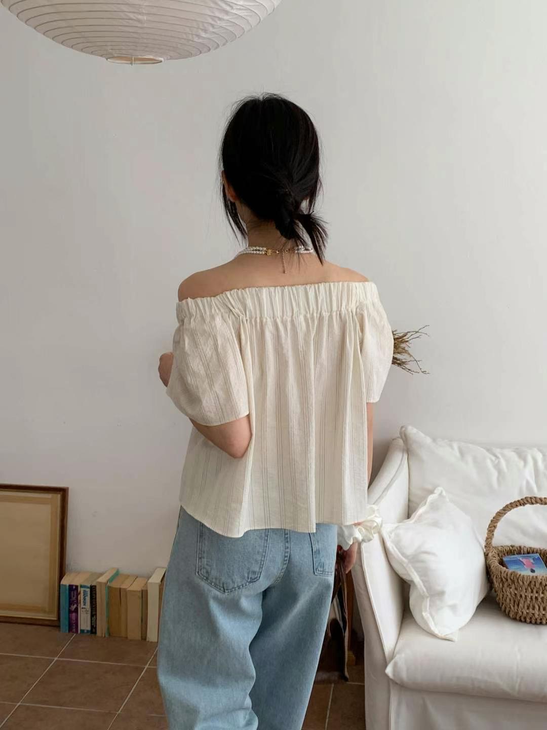 BASIC FEMME-베이직팜므-OT韓國直郵東大門代購女裝新品職業襯衫蕾絲衫BASIC FEMME襯衫/蕾絲衫