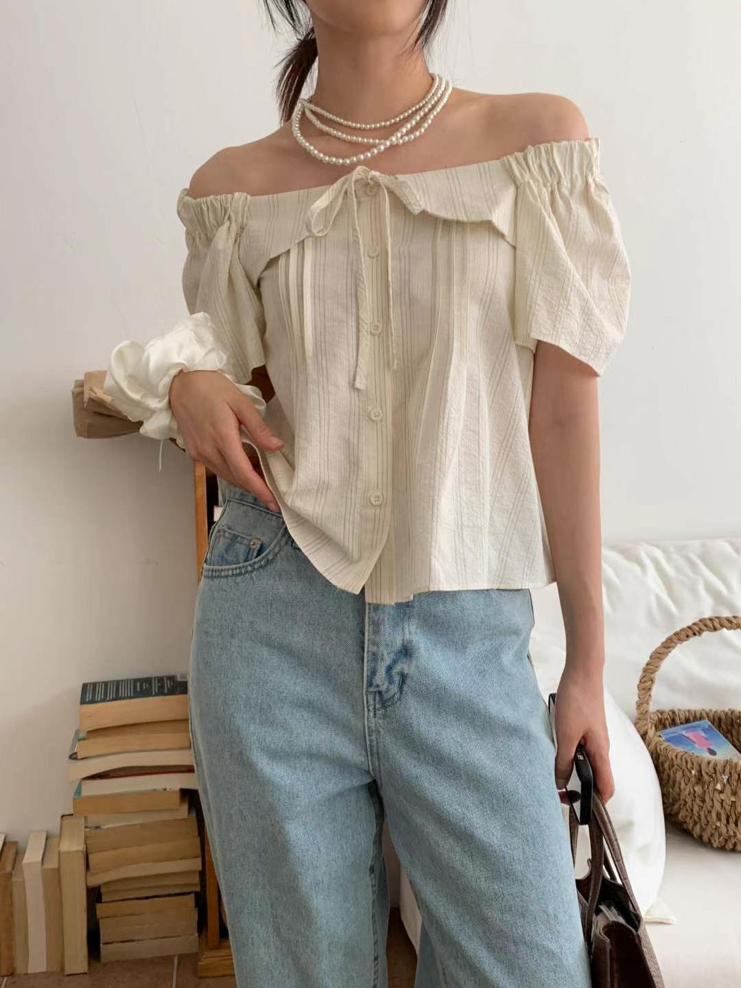 BASIC FEMME-베이직팜므-OT韓國直郵東大門代購女裝新品職業襯衫蕾絲衫BASIC FEMME襯衫/蕾絲衫圖色2