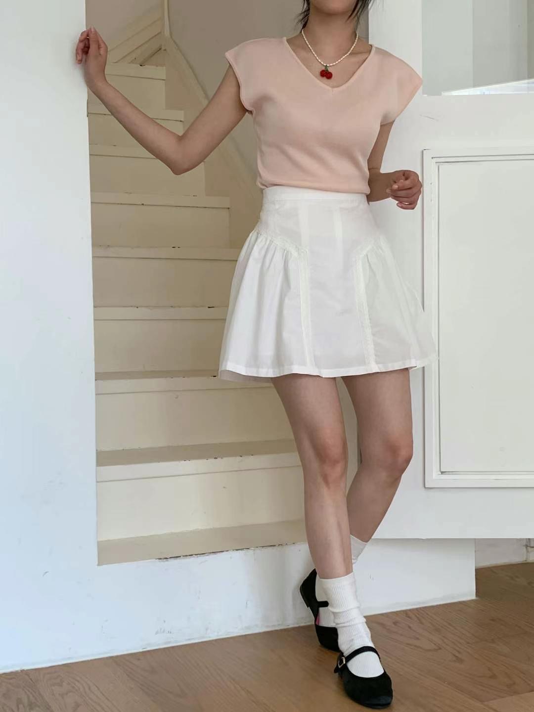 BASIC FEMME-베이직팜므-OT韓國直郵東大門實拍女裝新款24秋夏短裙蕾絲BASIC FEMME短裙