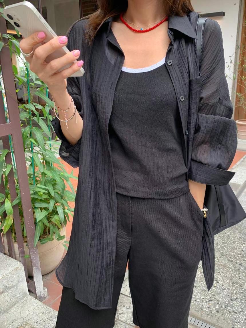 BUSTLING直郵韓國代購女裝新款時尚熱賣職業24春夏襯衫蕾絲衫BUSTLING襯衫/蕾絲衫圖色2