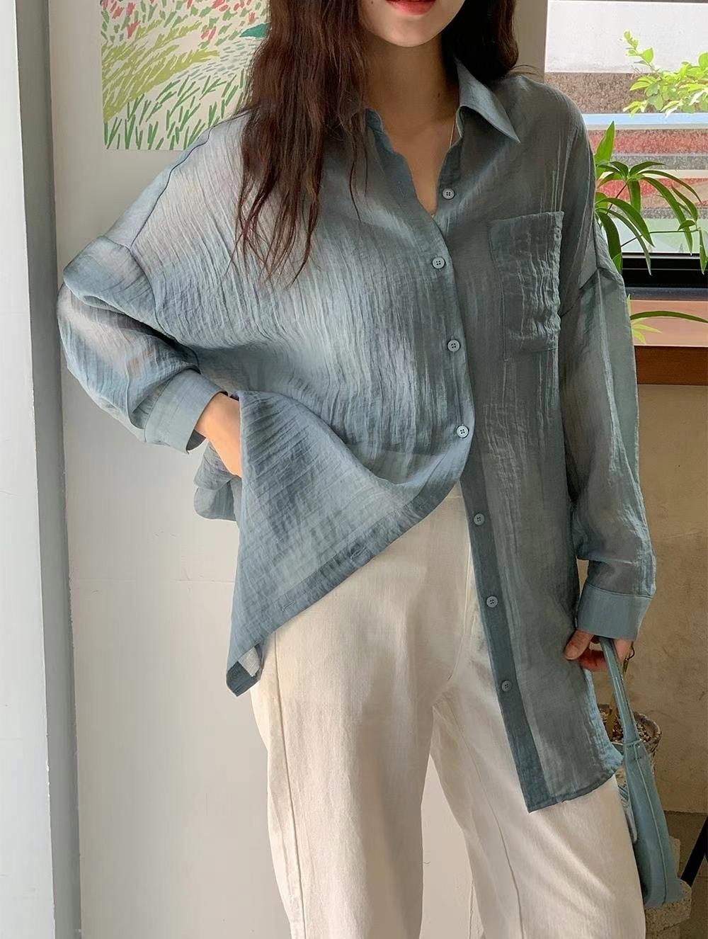 BUSTLING直郵韓國代購女裝新款時尚熱賣職業24春夏襯衫蕾絲衫BUSTLING襯衫/蕾絲衫圖色3
