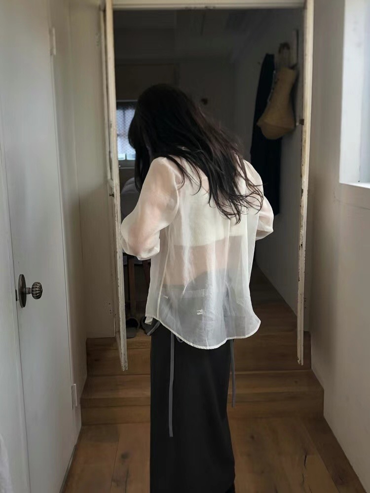 HWYL韓國直郵女裝新品真品24春夏熱賣職業推薦襯衫蕾絲衫ELMU襯衫/蕾絲衫