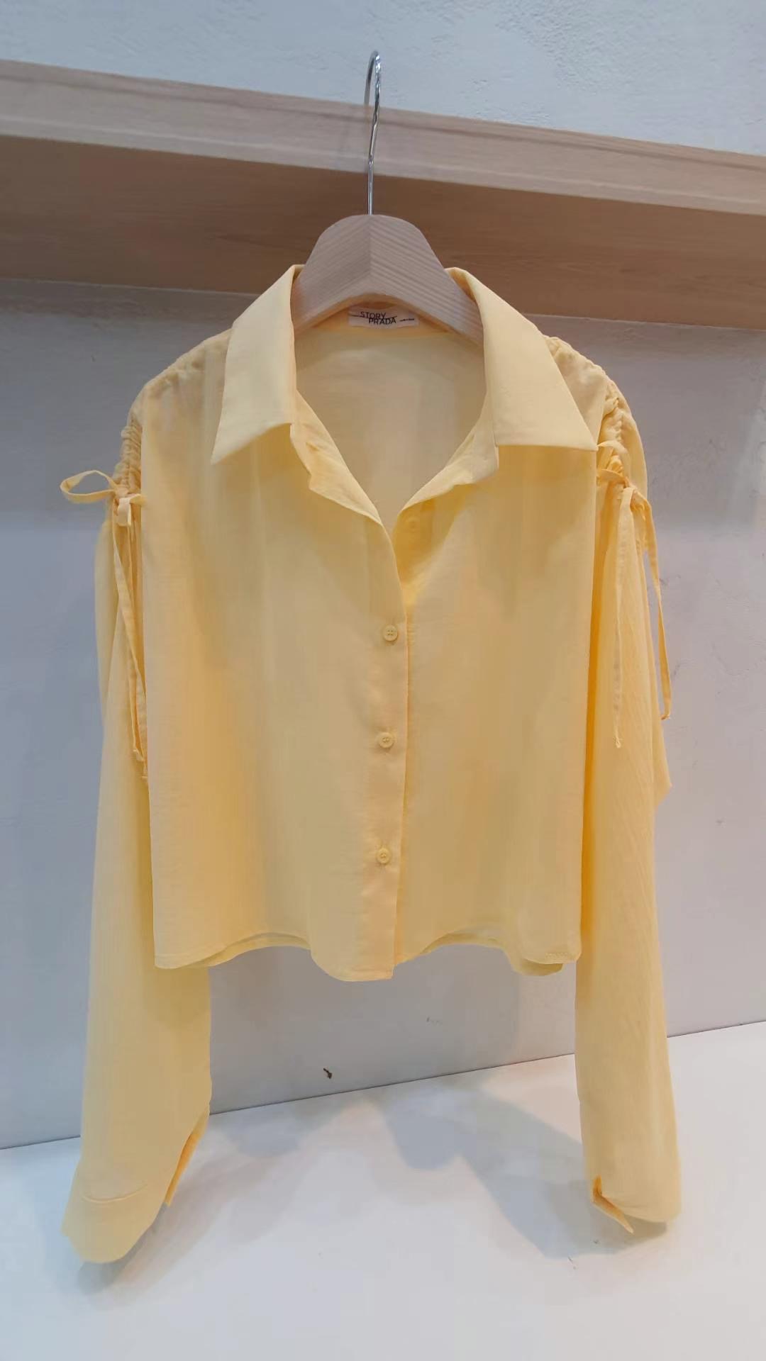 PRADA-프라다-OT直郵韓國代購女裝新品時尚休閑襯衫蕾絲衫PRADA-프라다-OT襯衫/蕾絲衫