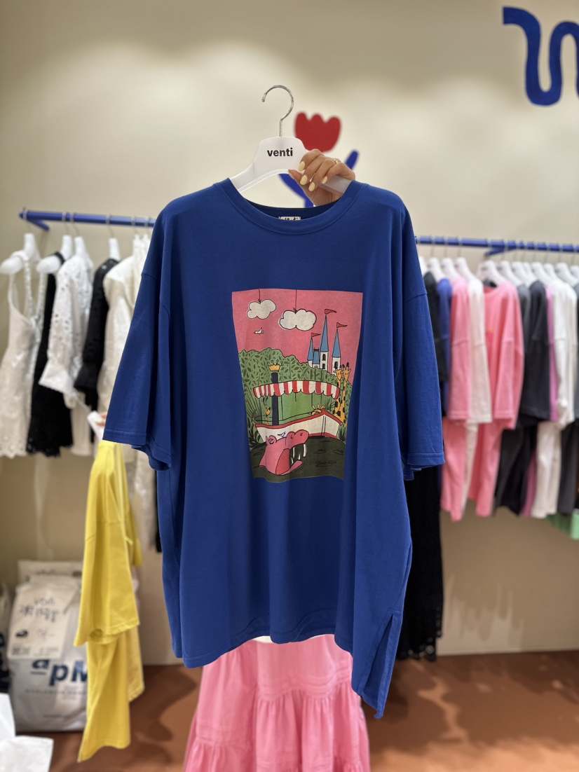 Venti韓國直郵女裝新款熱賣職業真品24春夏人氣時尚休閑T恤VENTIT恤圖色2