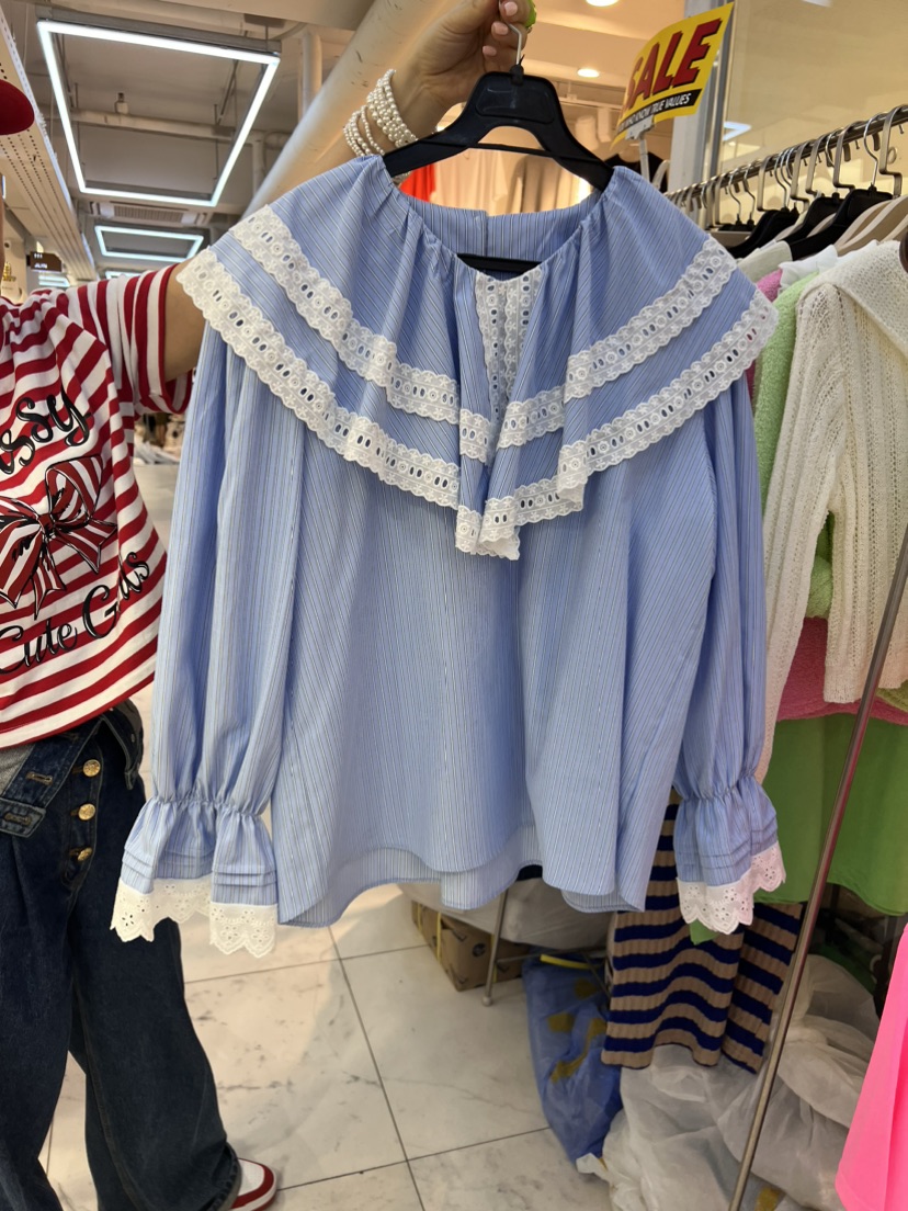 VICTORIA QUEEN韓國直郵東大門實拍女裝新品休閑襯衫蕾絲衫CAT.S襯衫/蕾絲衫