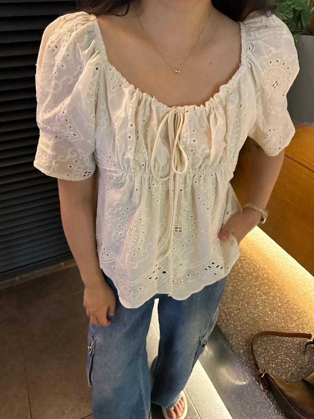 MARON韓國直郵東大門代購女裝新款24春夏職業休閑襯衫蕾絲衫MARON襯衫/蕾絲衫