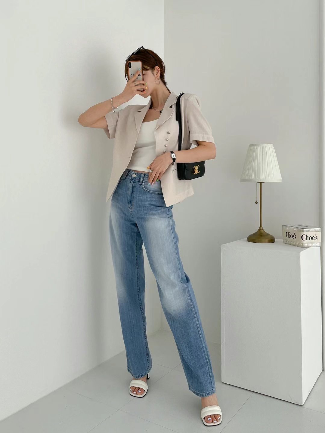 DOUBLEM韓國直郵東大門代購女裝新品24春夏人氣休閑牛仔褲DOUBLEM牛仔褲