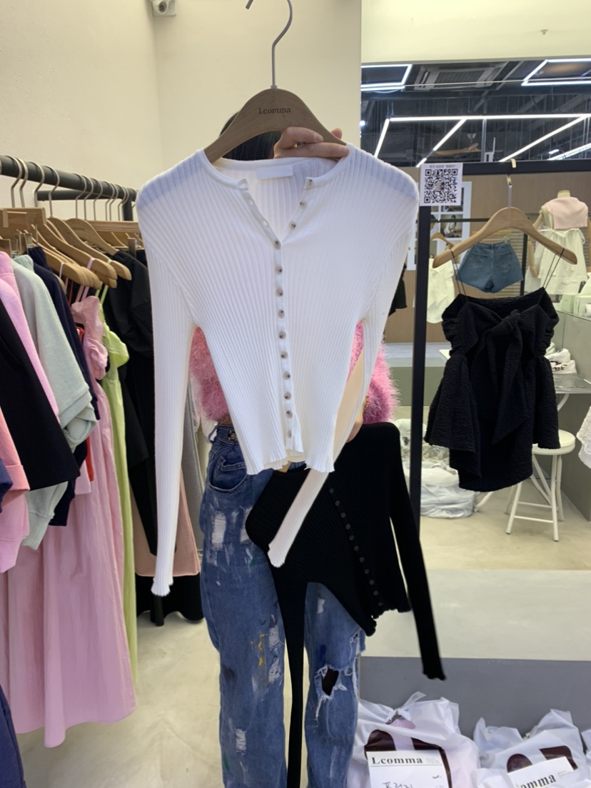 LCOMMA 韓國直郵女裝新品熱賣24春夏職業人氣針織衫羅紋LCOMMA針織衫
