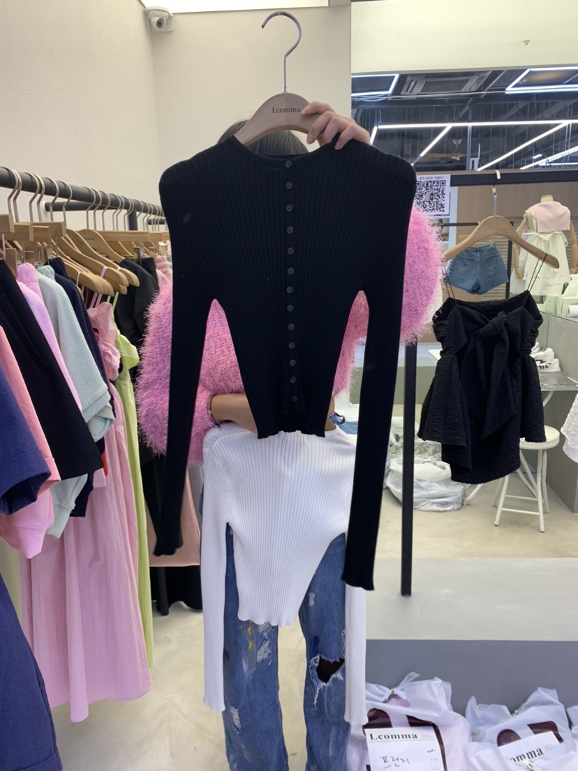 LCOMMA 韓國直郵女裝新品熱賣24春夏職業人氣針織衫羅紋LCOMMA針織衫圖色2