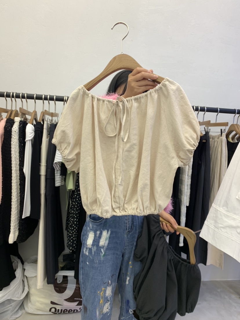 LCOMMA 韓國直郵女裝新品真品推薦熱賣24春夏襯衫蕾絲衫亞麻LCOMMA襯衫/蕾絲衫