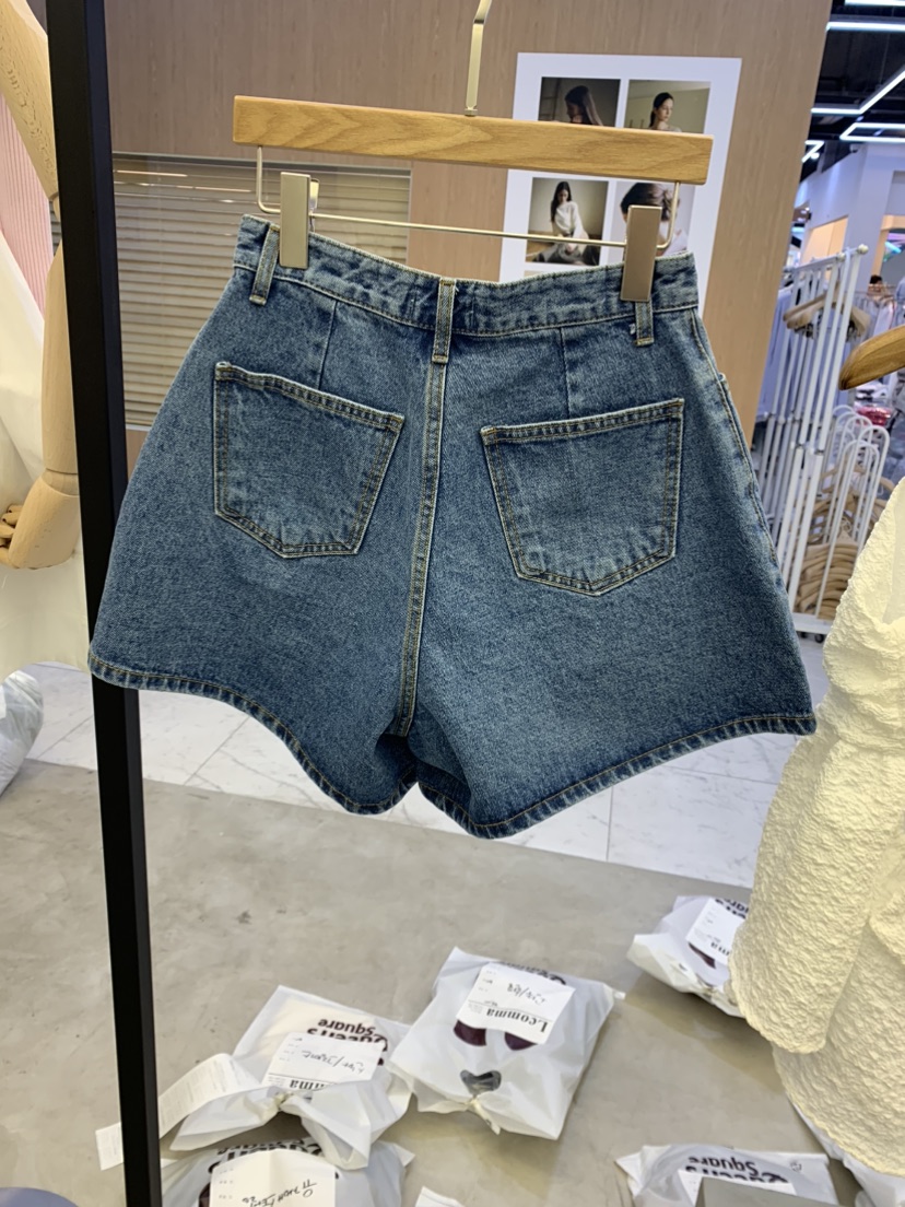 LCOMMA 直郵韓國代購女裝新款24春夏休閑短褲牛仔布喇叭LCOMMA短褲