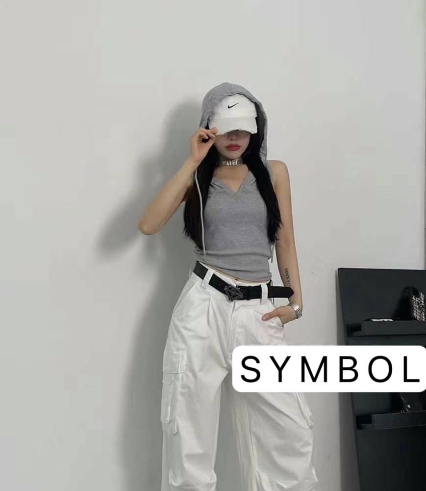 SYMBOL直郵韓國代購女裝新品休閑時尚人氣真品吊帶背心連帽SYMBOL吊帶/背心圖色2